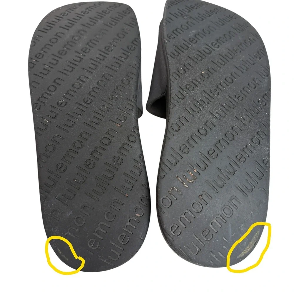 lululemon Restfeel Slide Men Size 12 Black Graphite Comfort Sandals Sporty Beach
